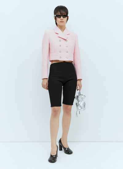 Shop Gucci Women Sequin Bouclé Cropped Blazer In Pink