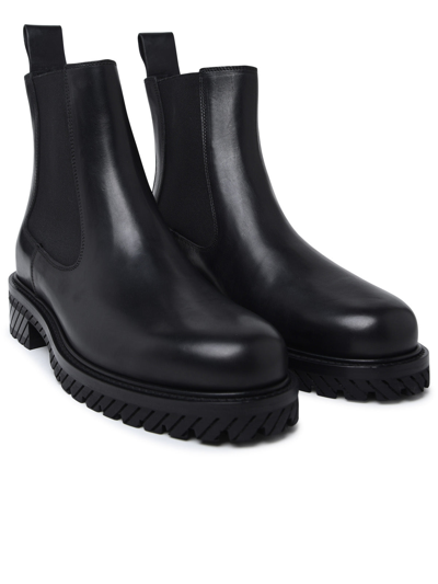 Shop Off-white Man  Black Leather Ankle Boots