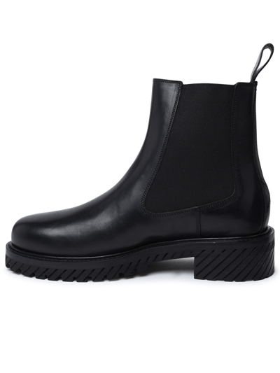 Shop Off-white Man  Black Leather Ankle Boots