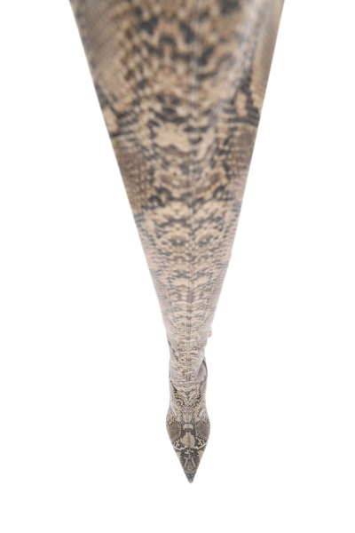 Stella Mccartney Stella Iconic Python Print Heeled Over-the-knee Boots In Brown