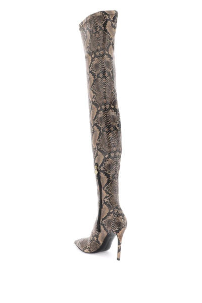 Stella Mccartney Stella Iconic Python Print Heeled Over-the-knee Boots In Brown