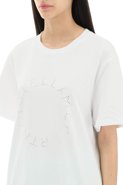 Shop Stella Mccartney Rhinestone Logo T-shirt Women In White