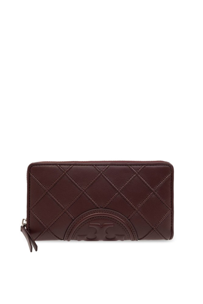 Shop Tory Burch Fleming Soft Wallet In Brown