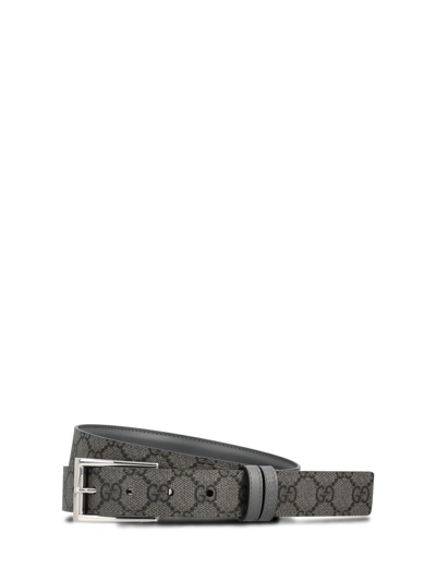 Shop Gucci Reversible Rectangle Buckled Belt In Grey