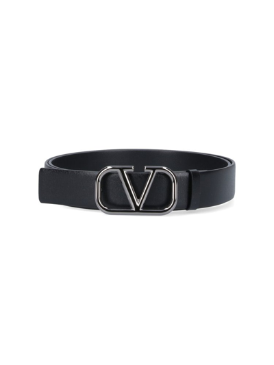 Shop Valentino Vlogo Plaque Buckled Belt In Black