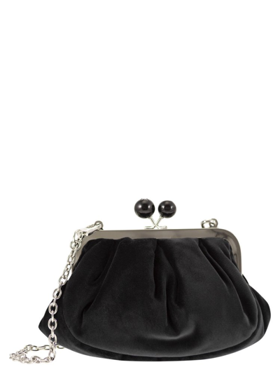 Shop Weekend Max Mara Logo Detailed Chained Clutch Bag In Black