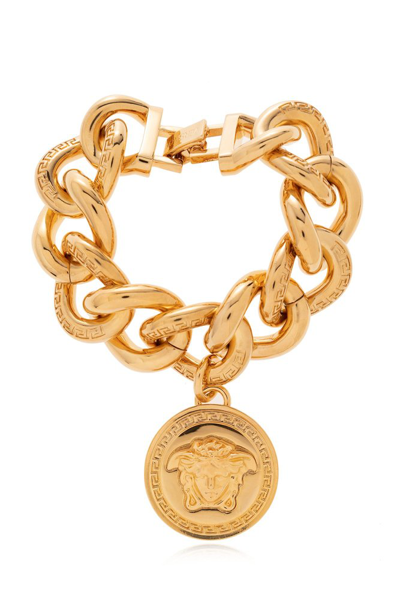 Shop Versace Medusa Face Bracelet In Gold