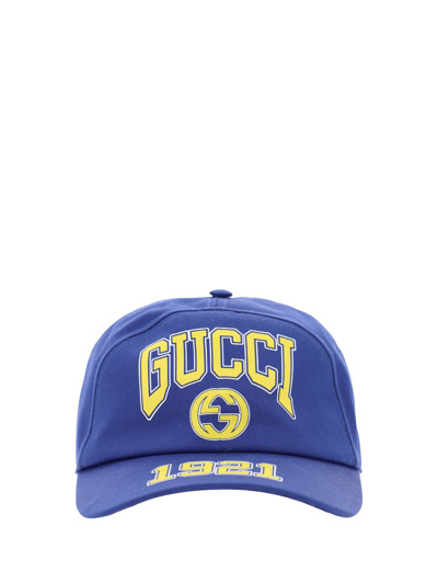 Shop Gucci Logo Patch College Baseball Cap In Blue