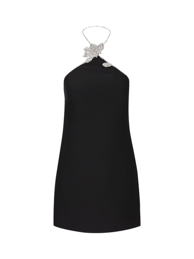 Shop Valentino Embellished Halterneck Dress In Black