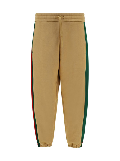 Shop Gucci Logo Embroidered Drawstring Track Pants In Brown