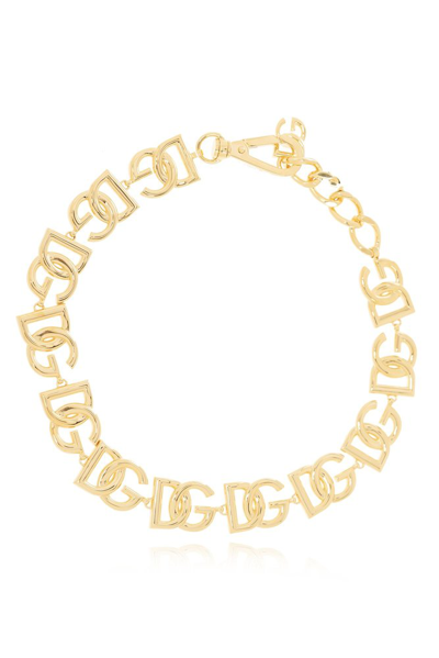 Shop Dolce & Gabbana Dg Logo Lettering Choker In Gold