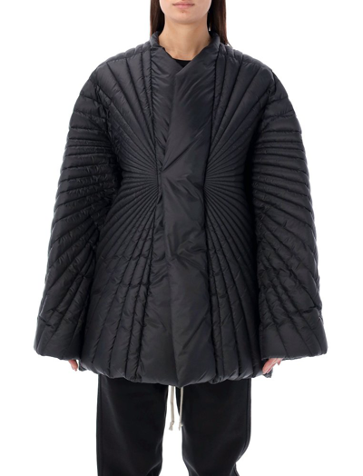 Shop Moncler Genius Moncler + Rick Owens Radiance Collarless Coat In Black