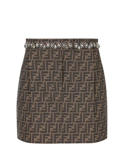 Shop Fendi Ff Motif Mini Skirt In Brown