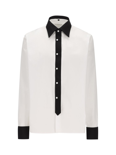 Shop Prada Button Down Straight Hem Shirt In White