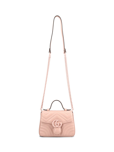 Shop Gucci Gg Marmont Mini Top Handle Bag In Pink