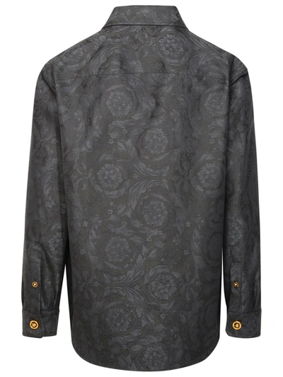 Shop Versace Baroque Jeans Shirt In Grey