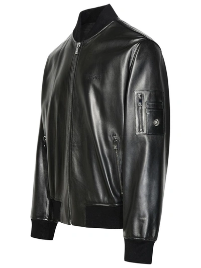 Shop Versace Bomber Jacket Logo Writing In Black