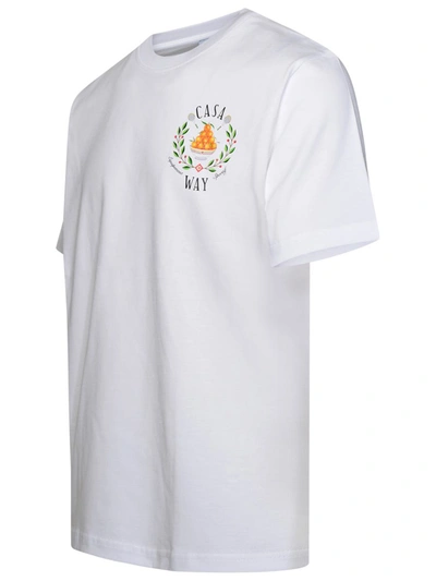 Shop Casablanca 'home Way' White Organic Cotton T-shirt