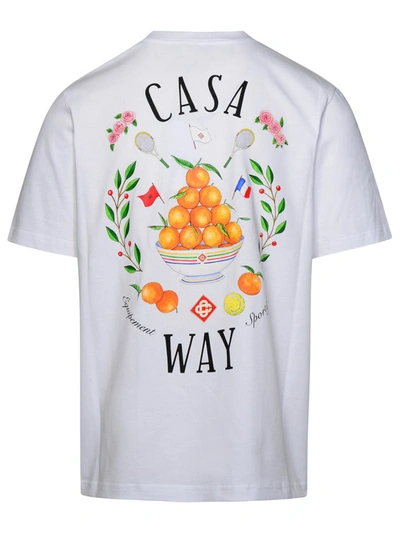 Shop Casablanca 'home Way' White Organic Cotton T-shirt