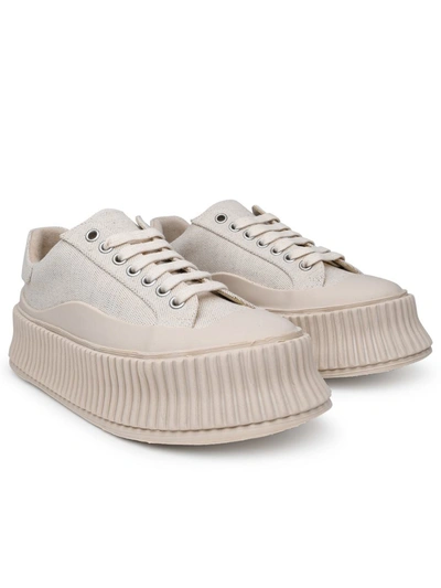 Shop Jil Sander Ivory Canvas Sneakers In Cream