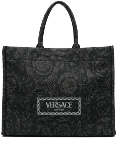 Shop Versace Shopping Bags In Blackgold