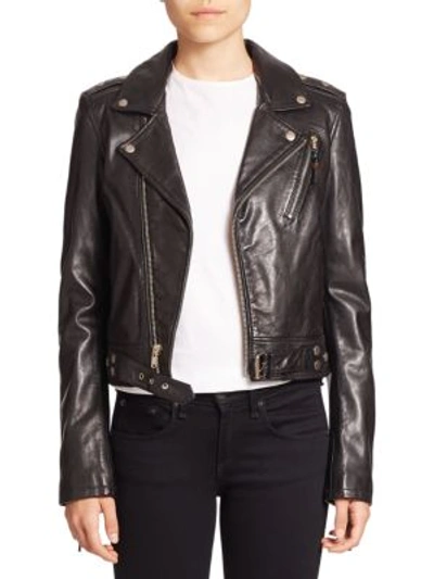 Blk Dnm Black Leather Classic Moto Jacket
