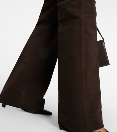 Shop Totême High-rise Velour Straight Pants In Brown