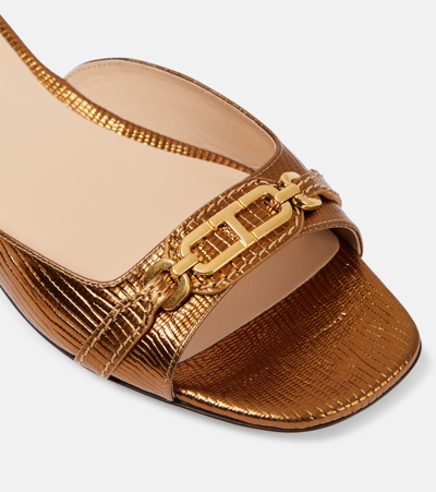Shop Tom Ford Whitney Snake-effect Leather Slides In Metallic