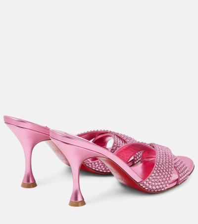 Shop Christian Louboutin Mariza Is Back Embellished Suede Mules In Pink