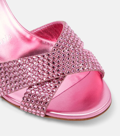 Shop Christian Louboutin Mariza Is Back Embellished Suede Mules In Pink