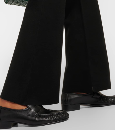 Shop Joseph High-rise Silk-blend Flared Pants In Black