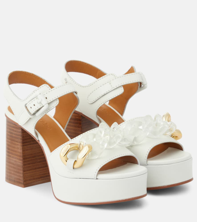 Shop See By Chloé Monyca Leather Platform Sandals In White