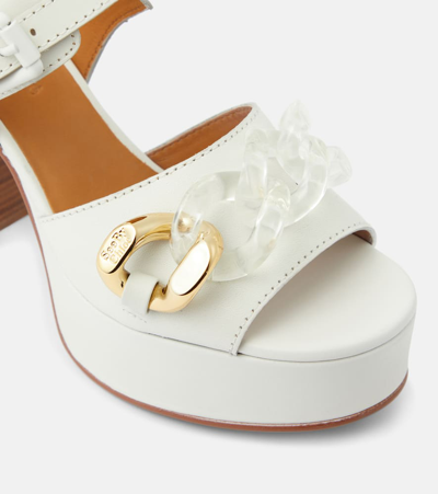 Shop See By Chloé Monyca Leather Platform Sandals In White