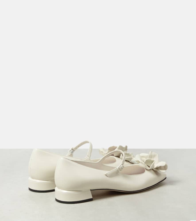 Shop Jimmy Choo Embellished Leather Ballet Flats In White