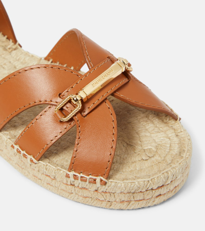 Shop Zimmermann Prisma Leather Espadrille Sandals In Brown