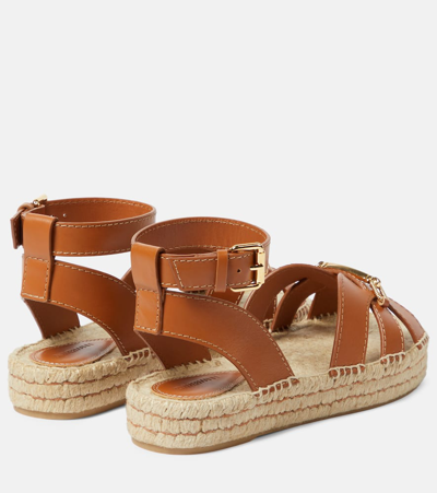 Shop Zimmermann Prisma Leather Espadrille Sandals In Brown