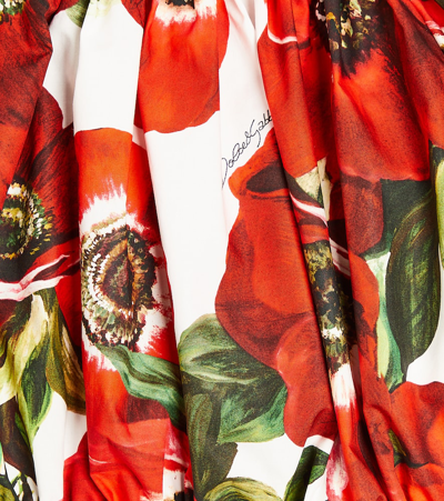 Shop Dolce & Gabbana Floral Off-shoulder Cotton Crop Top In Red
