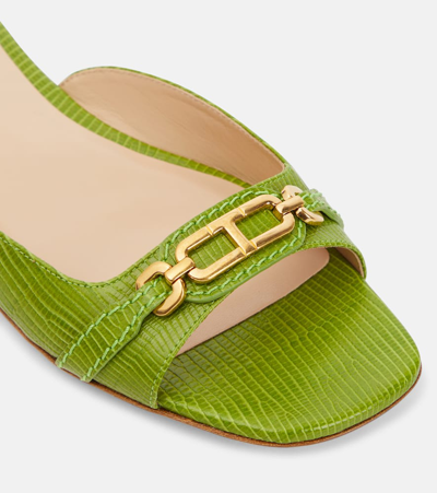 Tom Ford Whitney Snake-effect Leather Slides In Green