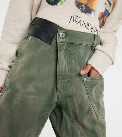 Shop Jw Anderson Twisted High-rise Straight Jeans In Green