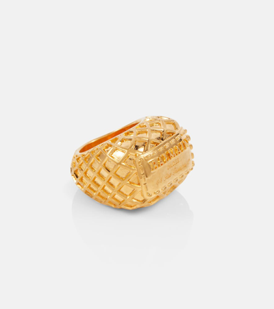 Shop Balmain Logo Ring In Gold