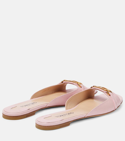 Shop Tom Ford Whitney Snake-effect Leather Slides In Pink