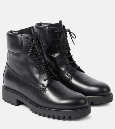 Shop Totême The Husky Leather Combat Boots In Black