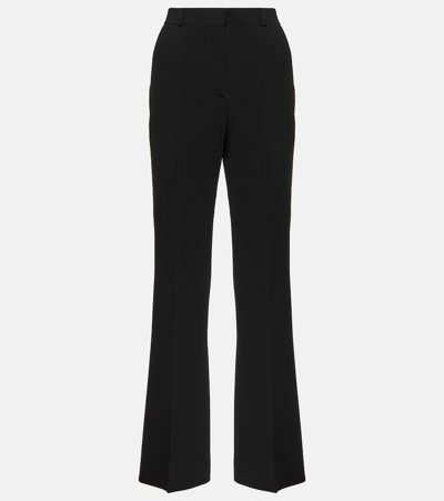 Totême High-rise Pleated Crêpe Flared Pants In Black