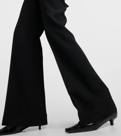 Totême High-rise Pleated Crêpe Flared Pants In Black
