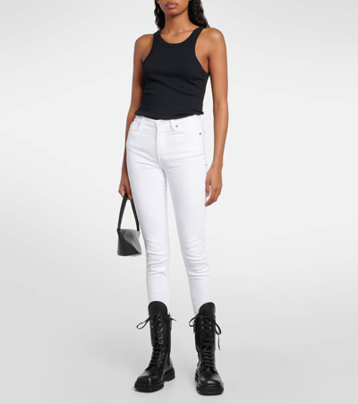 7 For All Mankind High-rise Cropped Skinny Jeans In White