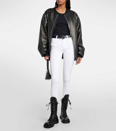 7 For All Mankind High-rise Cropped Skinny Jeans In White