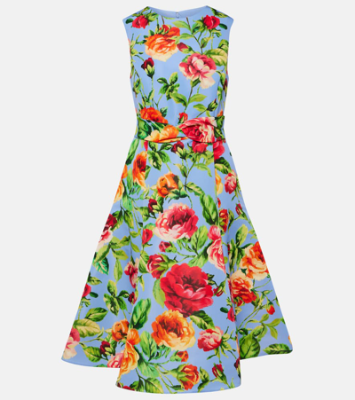 Shop Carolina Herrera Crepe Midi Dress In Multicoloured