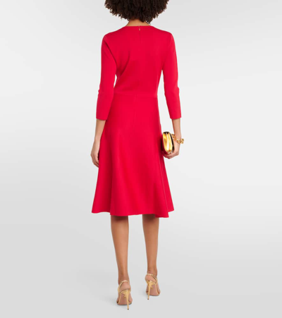 Shop Carolina Herrera Wool-blend Midi Dress In Red