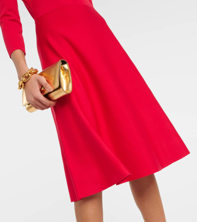Shop Carolina Herrera Wool-blend Midi Dress In Red