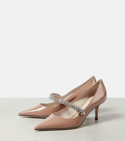 Shop Jimmy Choo Bing 65 Embellished Patent Leather Pumps In Pink